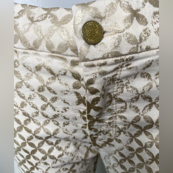 MOTHER THE LOOKER  Creme De Love Metallic Stylish Geometric Patterned Pants - Picture 9 of 11